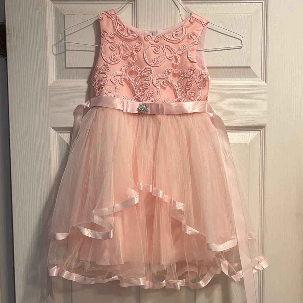 💕Pink Tulle Little Girl Dress with Satin Bow💕